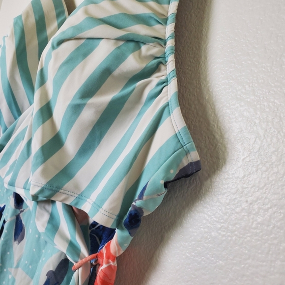 Lane Bryant Swim By Cacique Women's Striped Floral Tankini Swimsuit Top No Wire - Picture 4 of 12